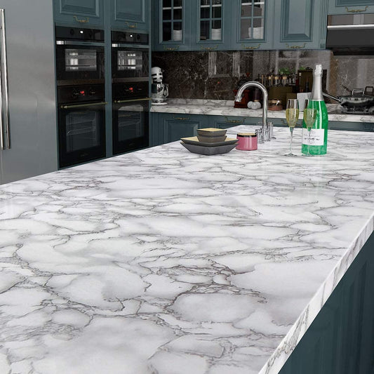 Self Adhesive White Marble Sheet For Kitchen