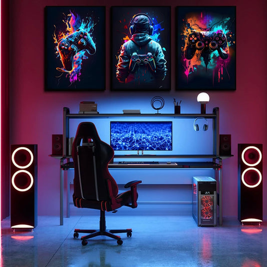 3Pcs Cool Gaming Wall Art Retro Video Game