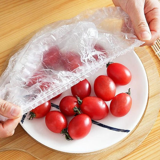 100 PCS Disposable Food Cover Plastic Bags Transparent