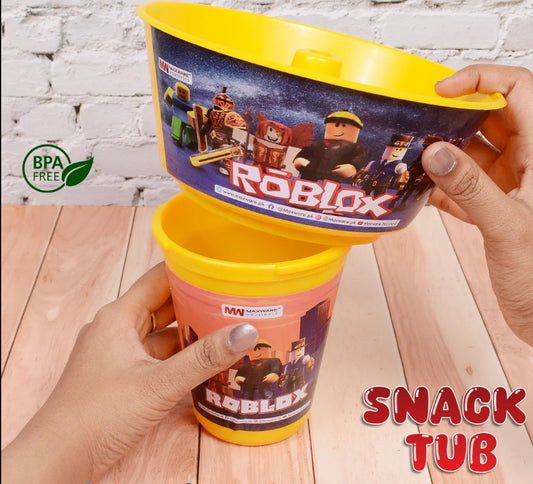 2 in 1 Snack Tub with Straw Glass