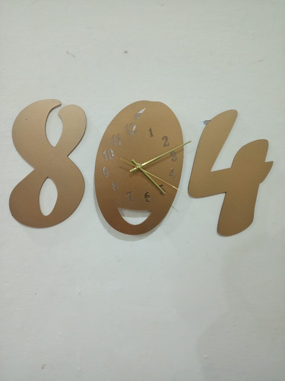 3d wall clock Wooden Golden color Wall Clock