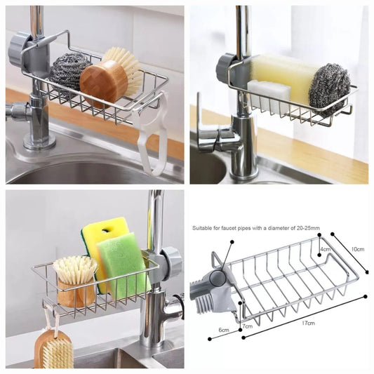 Stainless Steel Adjusting Multifunctional Kitchen Faucet Sponge Holder