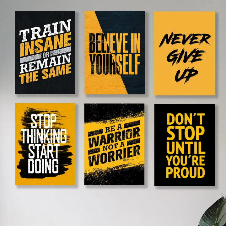 set of 6 Motivational wooden canvas frames