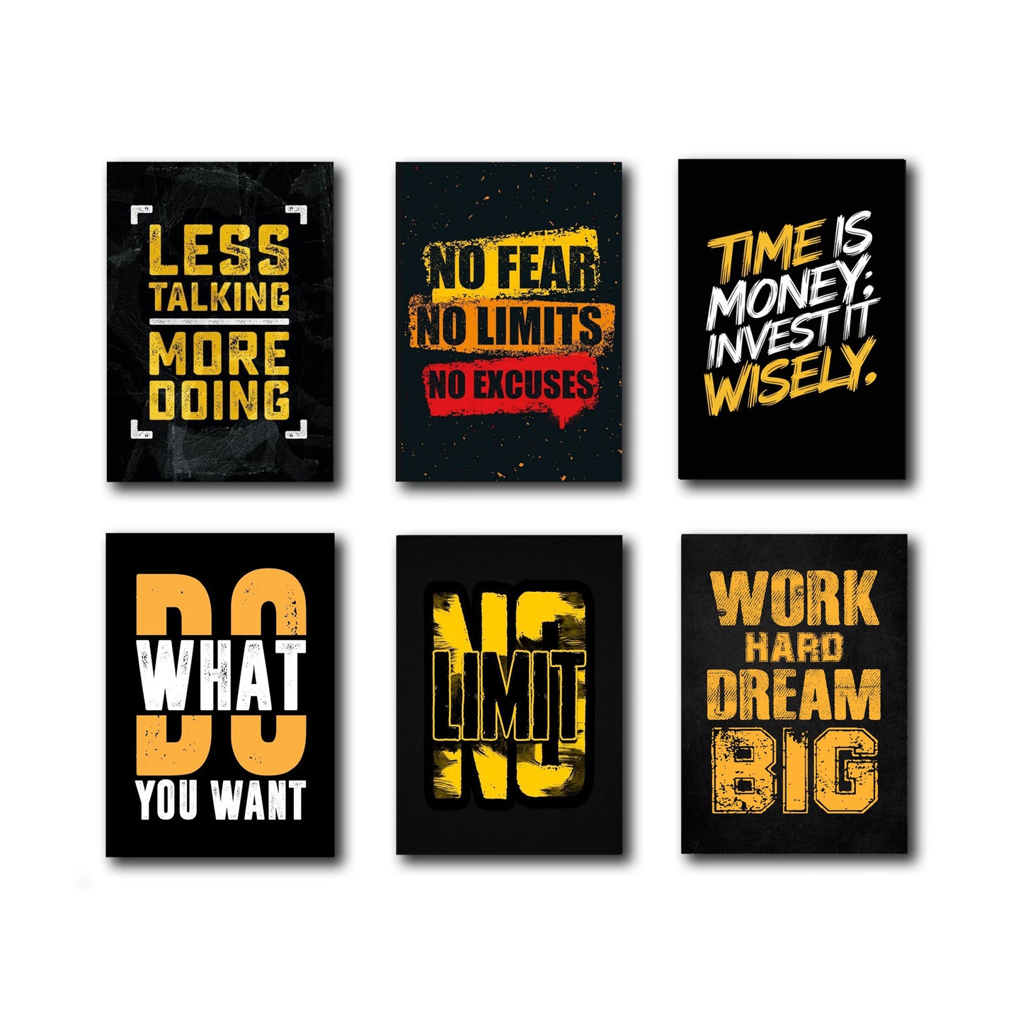 Pack of 6 Motivational quotes sticky wooden canvas