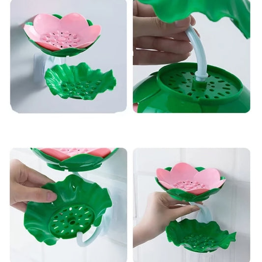 Double Wall Hanging Drain Soap Box Multifunctional Lotus