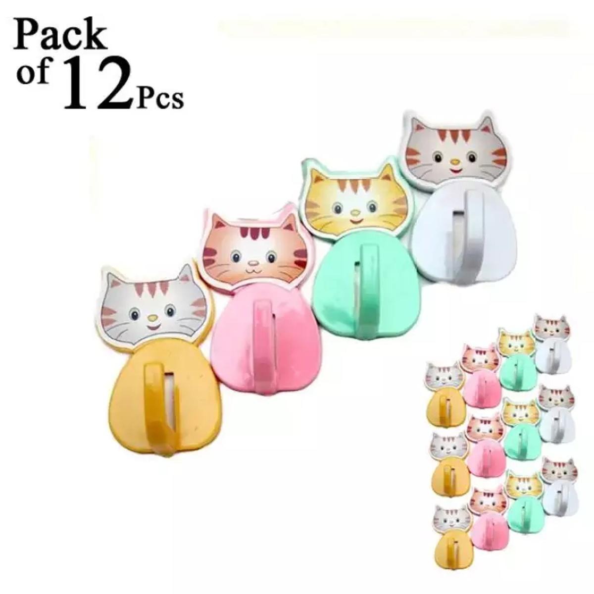 12 Pcs Cat Kitty Wall Hooks