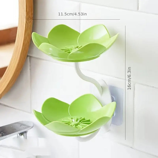 Multicolor Lotus Flower Soap Holder, Double Layer Wall-Mounted