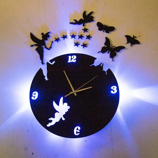 3d wall clock with light Wooden Clock