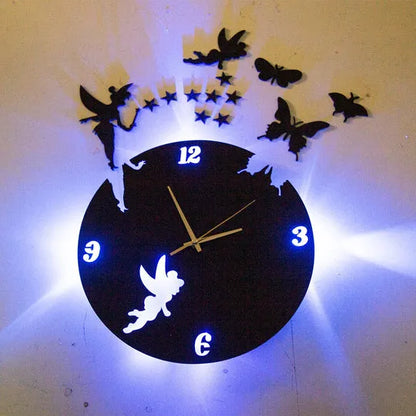 3d wall clock with light Wooden Clock