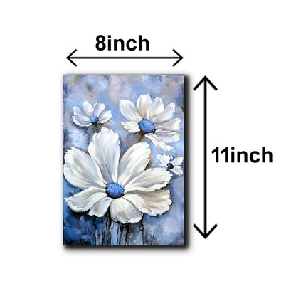 Set of 5 Blue Flowers Wall Art Wooden