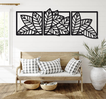3D wooden 3 Piece Long Leaf Panels