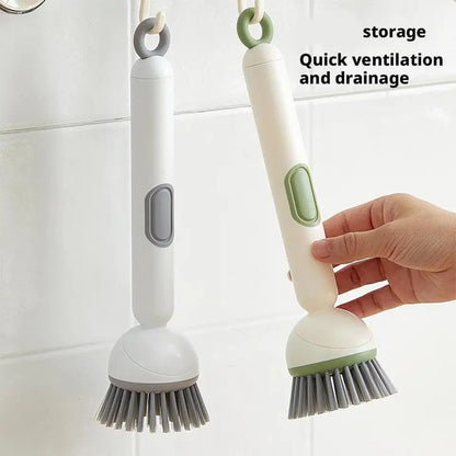 Kitchen Cleaning Adjustable Handle Brush With Soap Dispenser