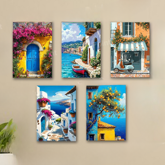 Set of 5 italian mediterranean vintage homes aesthetic
