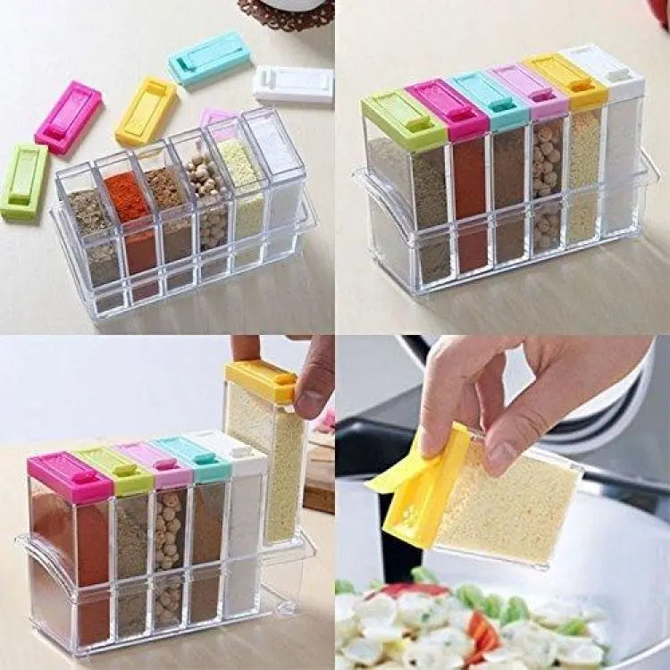 Spice Jars Dispenser Masala Rack Easy Flow Storage