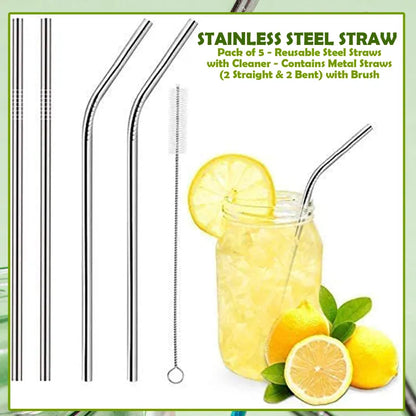 stainless steel straw 5 pcs pack