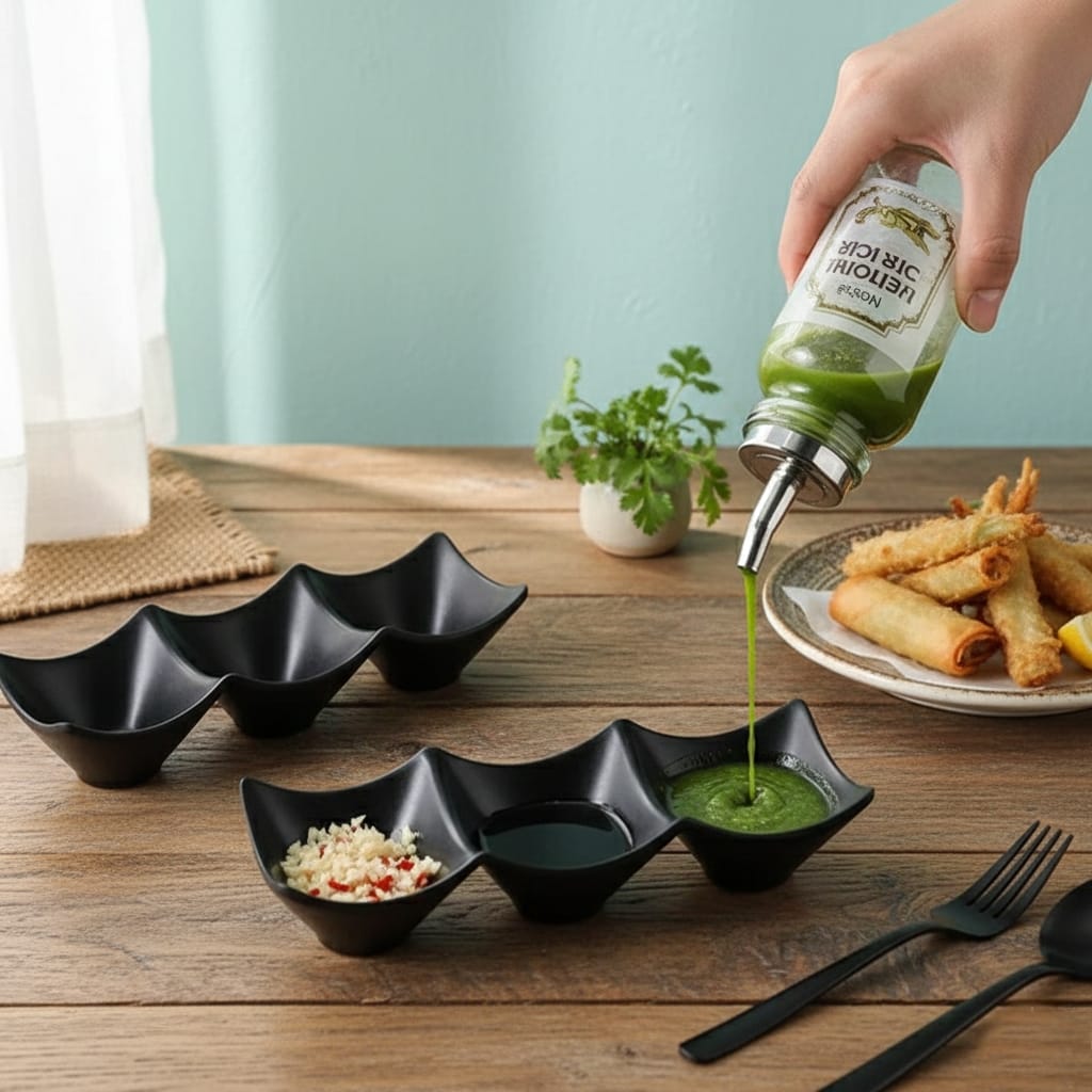 3 Grid Japanese Dip Sauce Tray Plastic Sauce