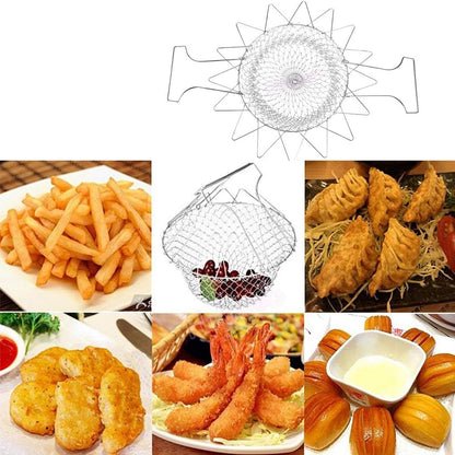 STAINLESS STEEL MULTI-FUNCTIONAL FOLDABLE COOKING Chef Basket Deluxe