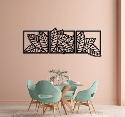 3D wooden 3 Piece Long Leaf Panels