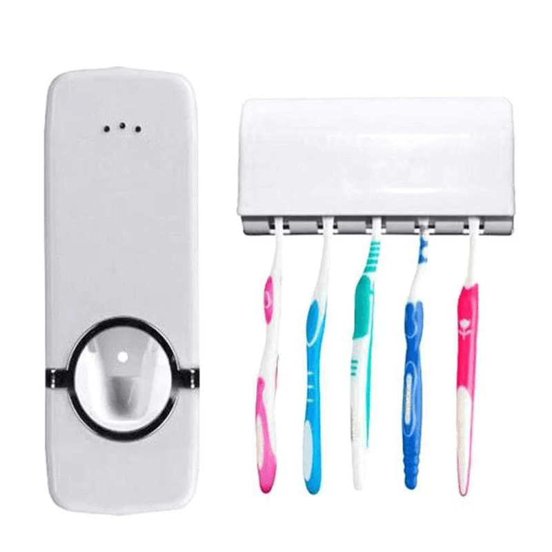 Automatic Toothpaste Dispenser With Toothbrush Holder Easy Use