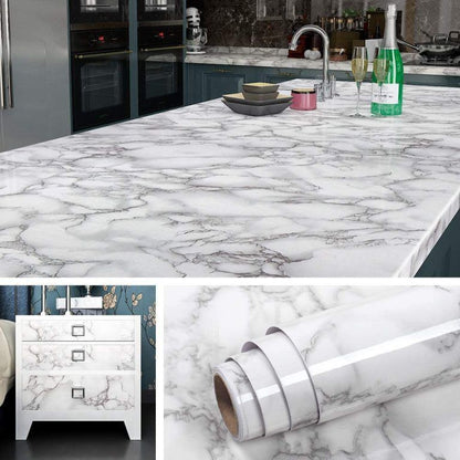 Self Adhesive White Marble Sheet For Kitchen