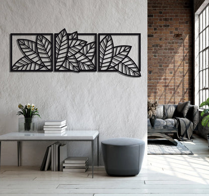 3D wooden 3 Piece Long Leaf Panels