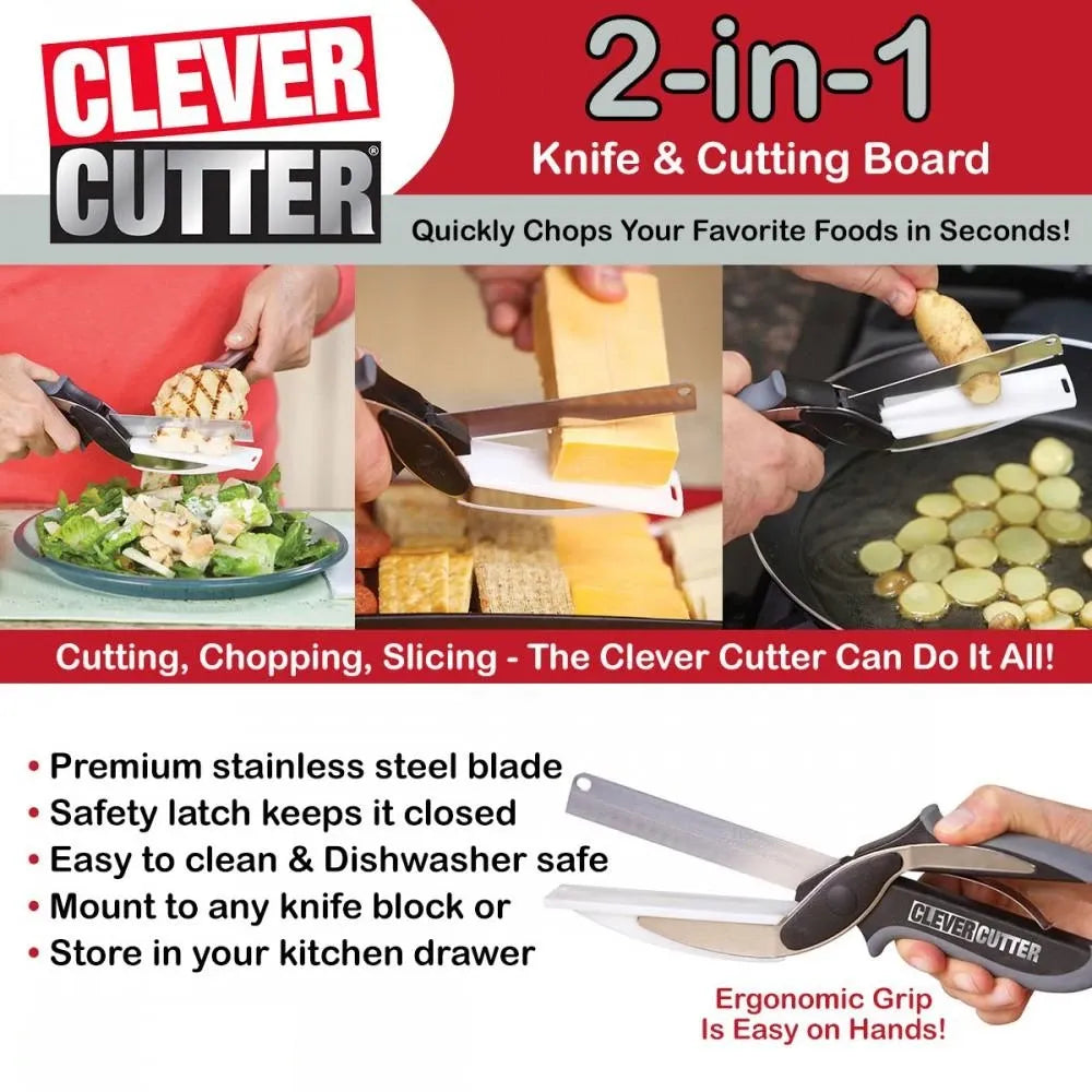 New Smart Clever Cutter Scissor 2 In 1