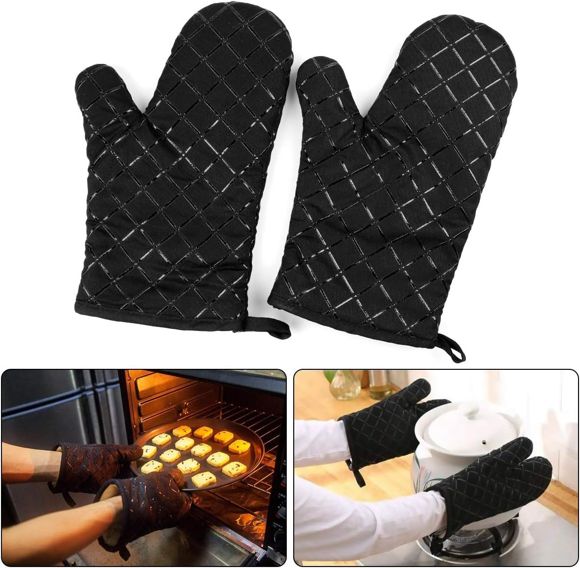 Premium Heat Resistant Oven Mitts 2Pcs Extra Long