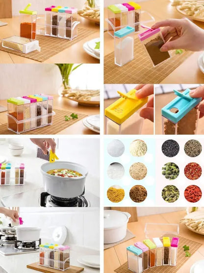Spice Jars Dispenser Masala Rack Easy Flow Storage