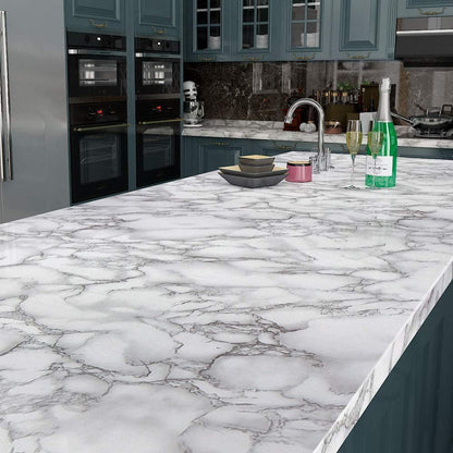 Self Adhesive White Marble Sheet For Kitchen