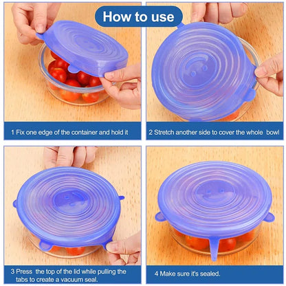 6pcs/set Silicone Lid Spill Stopper Universal Silicone Suction