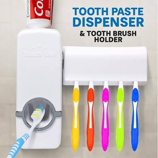 Automatic Toothpaste Dispenser With Toothbrush Holder Easy Use