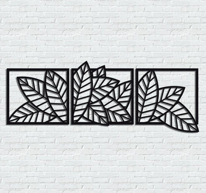 3D wooden 3 Piece Long Leaf Panels