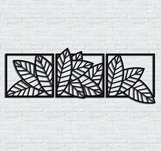 3D wooden 3 Piece Long Leaf Panels