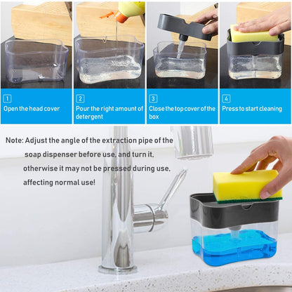 2-in-1 Multi-function Dishwashing Liquid Box Soap Pump Dispenser