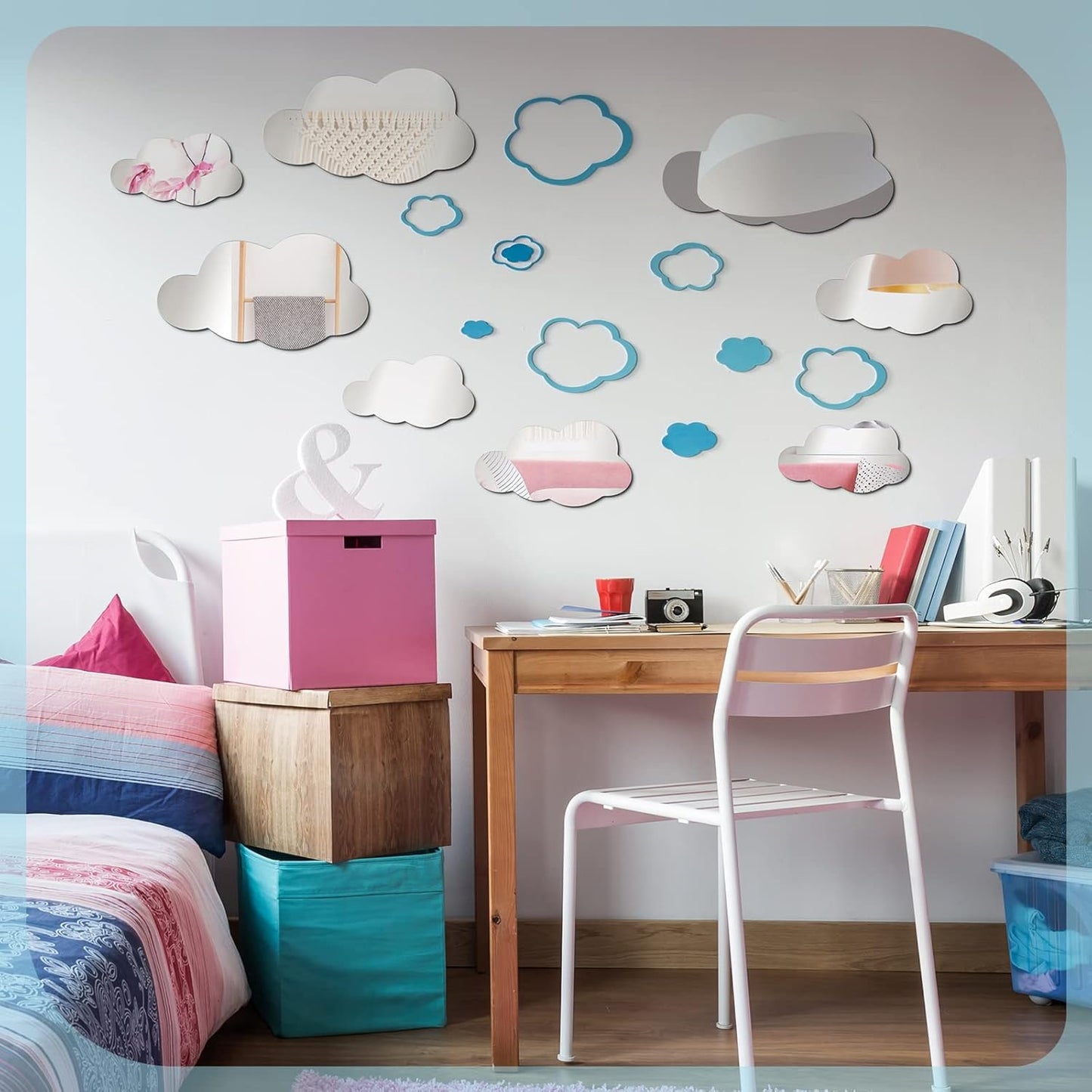 8 Pcs Acrylic Cloud Shape Mirror Wall Art