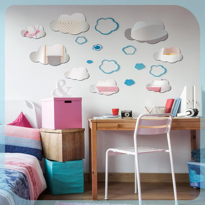 8 Pcs Acrylic Cloud Shape Mirror Wall Art