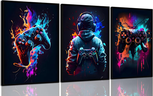 3Pcs Cool Gaming Wall Art Retro Video Game
