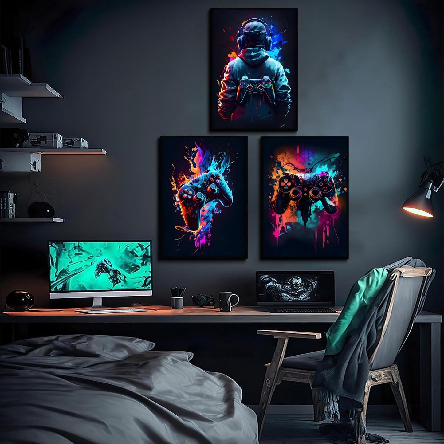 3Pcs Cool Gaming Wall Art Retro Video Game