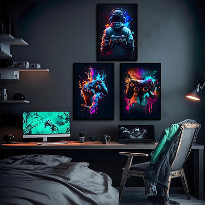 3Pcs Cool Gaming Wall Art Retro Video Game