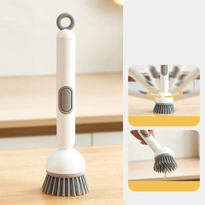 Kitchen Cleaning Adjustable Handle Brush With Soap Dispenser