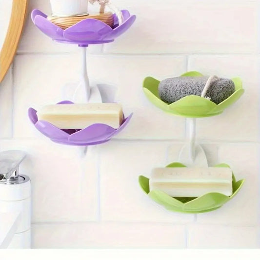Multicolor Lotus Flower Soap Holder, Double Layer Wall-Mounted