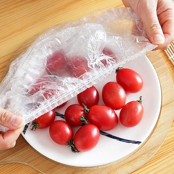 100 PCS Disposable Food Cover Plastic Bags Transparent