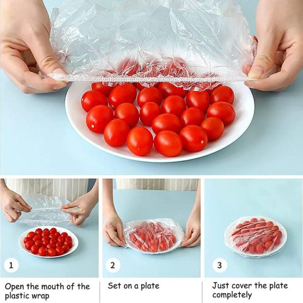 100 PCS Disposable Food Cover Plastic Bags Transparent