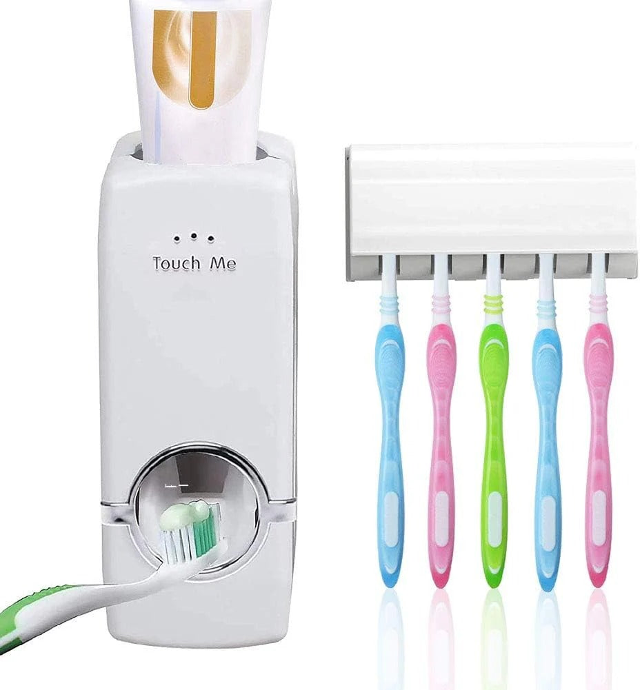 Automatic Toothpaste Dispenser With Toothbrush Holder Easy Use