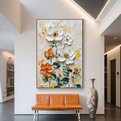 Vertical Floral Canvas Painting