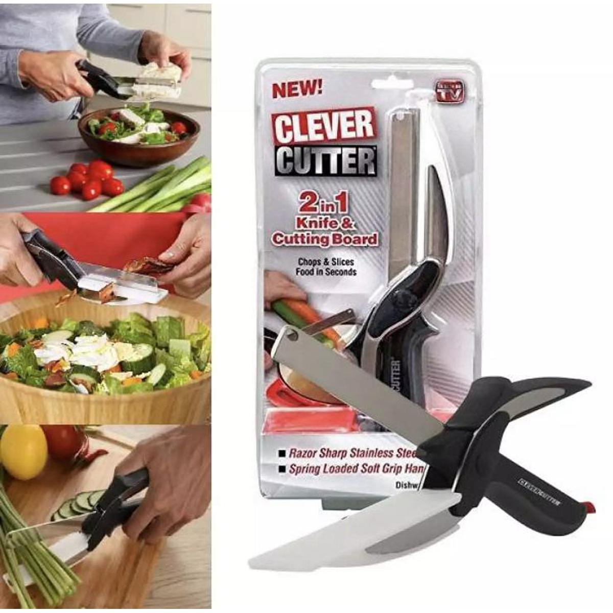 New Smart Clever Cutter Scissor 2 In 1