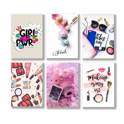 set of 6 make up themed girls room