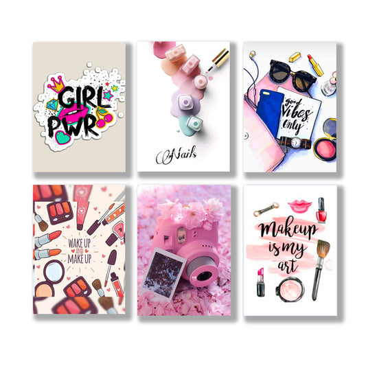 set of 6 make up themed girls room