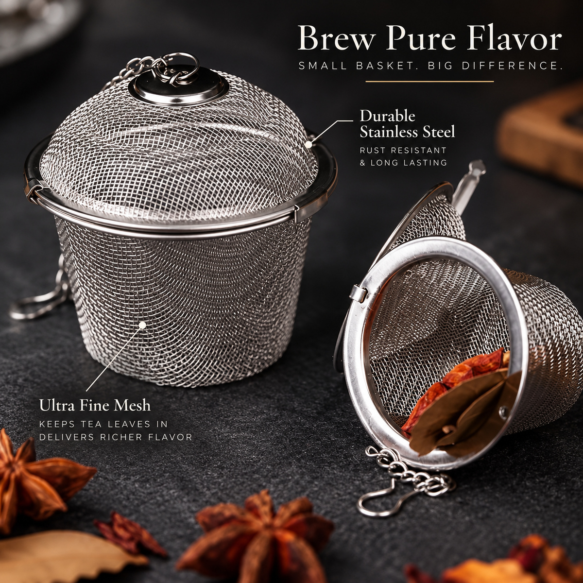 Portable Reusable Stainless Steel Tea Infuser