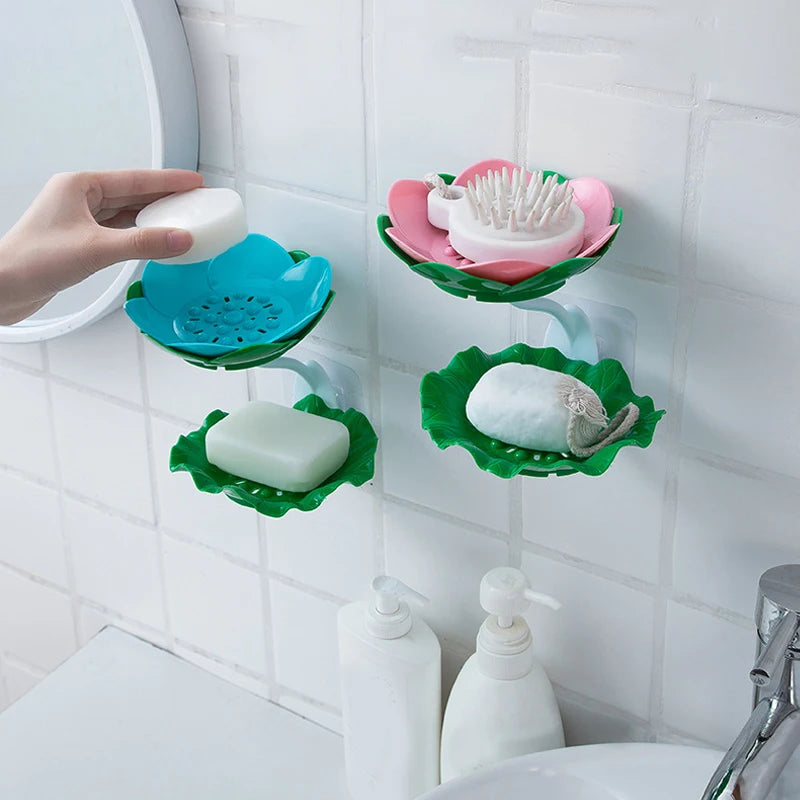Double Wall Hanging Drain Soap Box Multifunctional Lotus